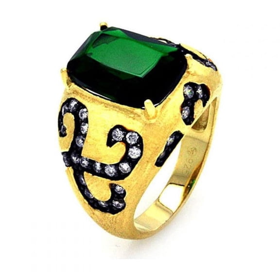 Sterling Silver 925 Black Rhodium Gold Plated Green Clear CZ Band Ring Jewelry Female Size 8