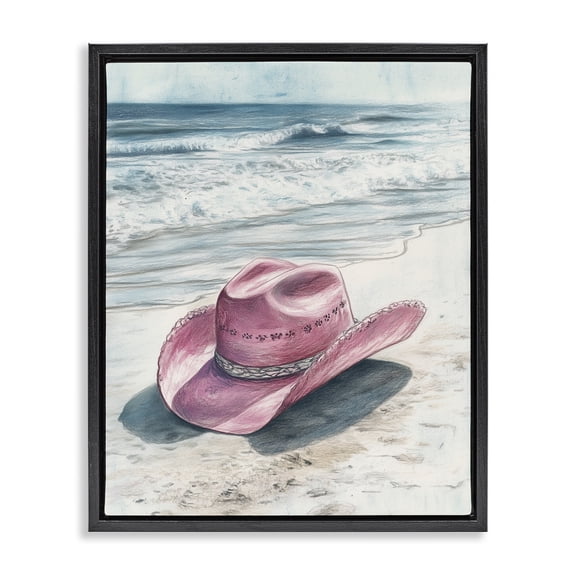 Stupell Industries Southwestern Cowgirl Hat on Beach Black Floating Frame Canvas Art, 17 x 21, by Heidi Kuntz