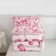 thumbnail image 5 of Manfei 3D Cartoon Cute Cherries Full Size Comforter Sets For Girls,Bowknot Letter E Initial Monogram Bedding Sets,Pink Reversible,3pcs, 5 of 7