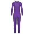 thumbnail image 4 of TTAO Kids Girls Long Sleeve Gymnastics Leotard Full Body Ballet Dance Unitard Shiny Figure Skating Jumpsuit Purple 10, 4 of 5