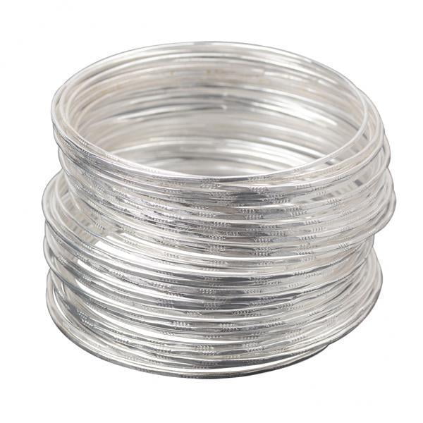 5x 50PCS de Brazalete de Brazalete Apilable SM SunniMix Pulsera Fina Mujer Plata