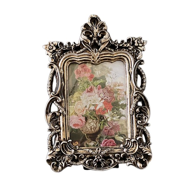 Abbracc Photo Frame Tabletop Picture Frame Embossed Tabletop Display for Bedroom Hallway Argent