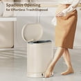 thumbnail image 2 of Metal Bathroom Trash Can with Lid, 20L / 5.3gal Commercial Step Waste Basket for Kitchen, Medium Toilet Garbage Pail with Stainless Steel Foot Pedal for Near Desk, Restroom, Rv, Vanity, White, 2 of 6
