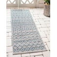 thumbnail image 1 of Unique Loom Trellis Collection Tribal Geometric Transitional Indoor and Outdoor Flatweave Runner Rug, 2' x 6', Gray/Teal, 1 of 1
