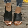 thumbnail image 2 of Hopeusnice Women's Sandals Non-Slip Breathable Flat Heel Peep-Toe Soft PU Materials Summer And Fall Shoes Trendy Round Toe Shoes for Beach Round Toe Outdoor Shoes Brown 42, 2 of 8