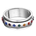 thumbnail image 3 of Bague Alliance de Promesse et d'Engagement Arc-en-Ciel en Cristal Cercle Rond, 3 of 4