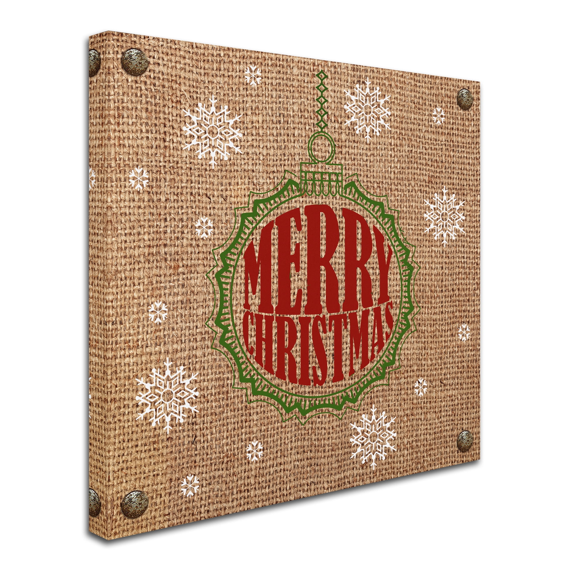 Trademark Fine Art 'Christmas On Burlap 3' Canvas Art by Jean Plout