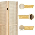 thumbnail image 4 of Costway 4-Panel Pegboard Display 5' Tall Folding Privacy Screen Craft Display Natural, 4 of 12