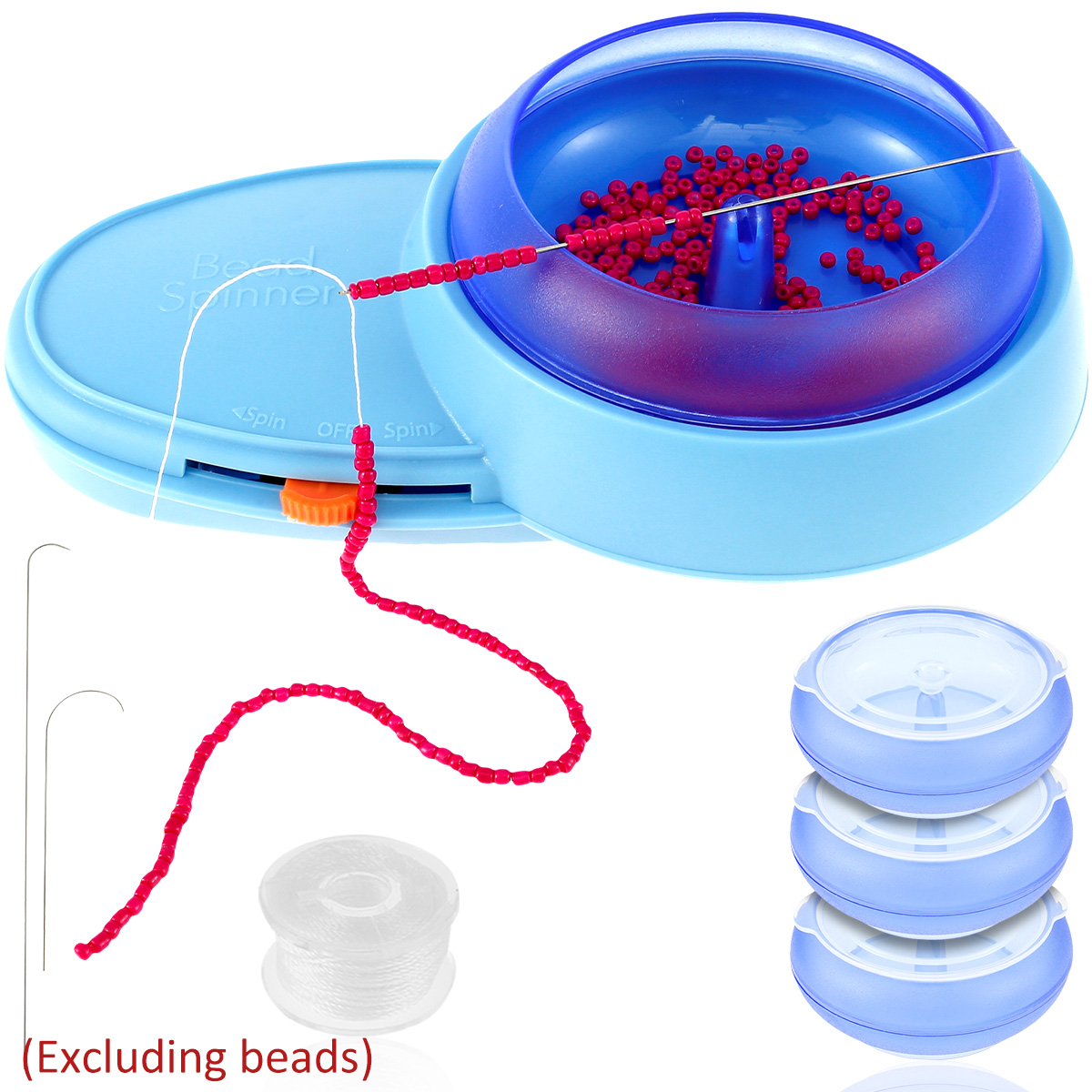 Electric Bead Spinner Battery Operated Beading Bowl Spinner Kit Adjustable Direction Spin Bead Loader with Curved Beading Needles String 3 Bowls Automatic Bead Spinner for Bracelets Jewelry