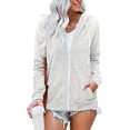 thumbnail image 3 of Sudadera con capucha informal con cremallera completa para mujer, cómoda sudadera holgada de manga larga, chaqueta de color sólido con bolsillos, 3 of 5