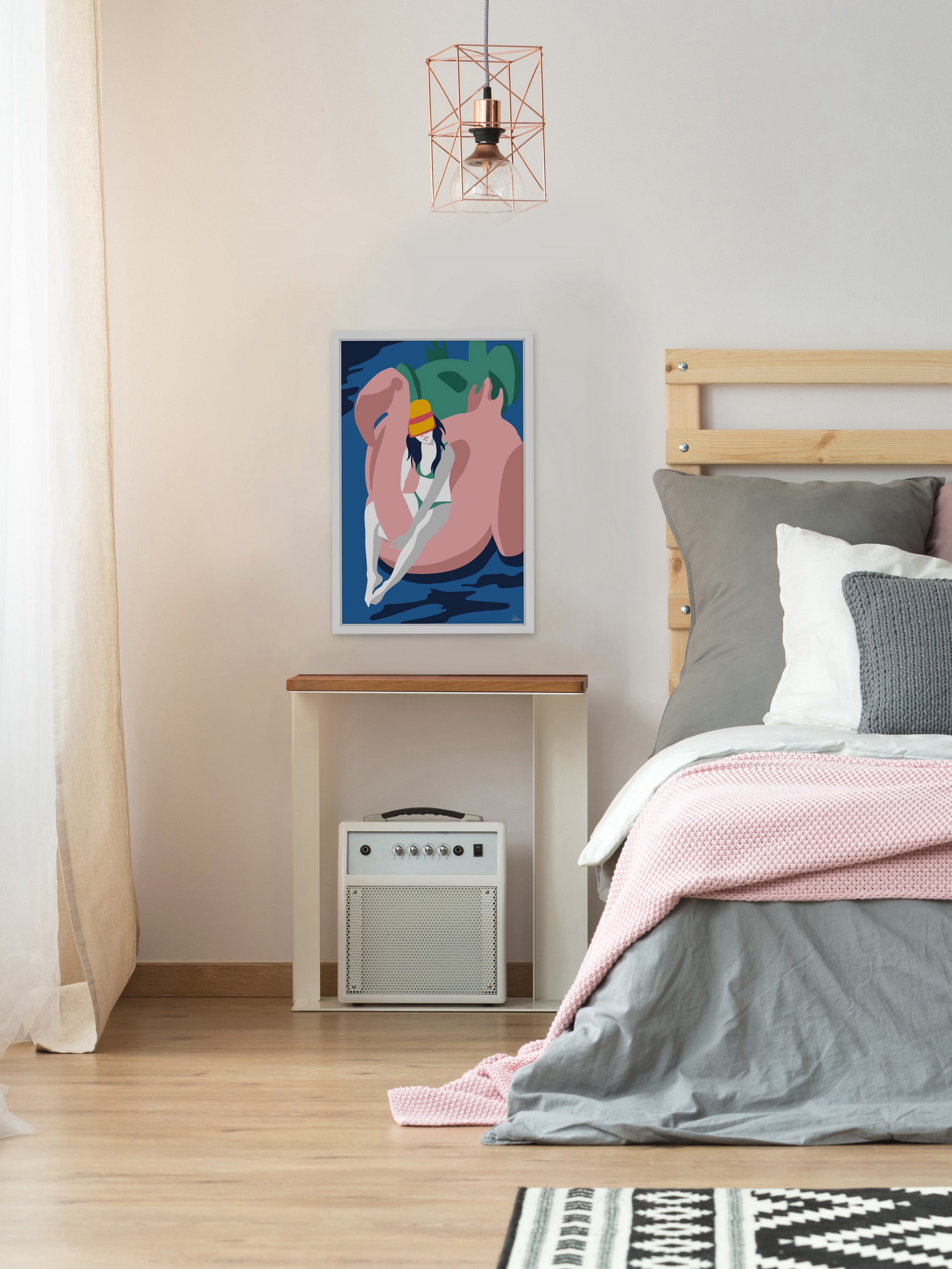 Floating Flamingo II Framed Painting Print