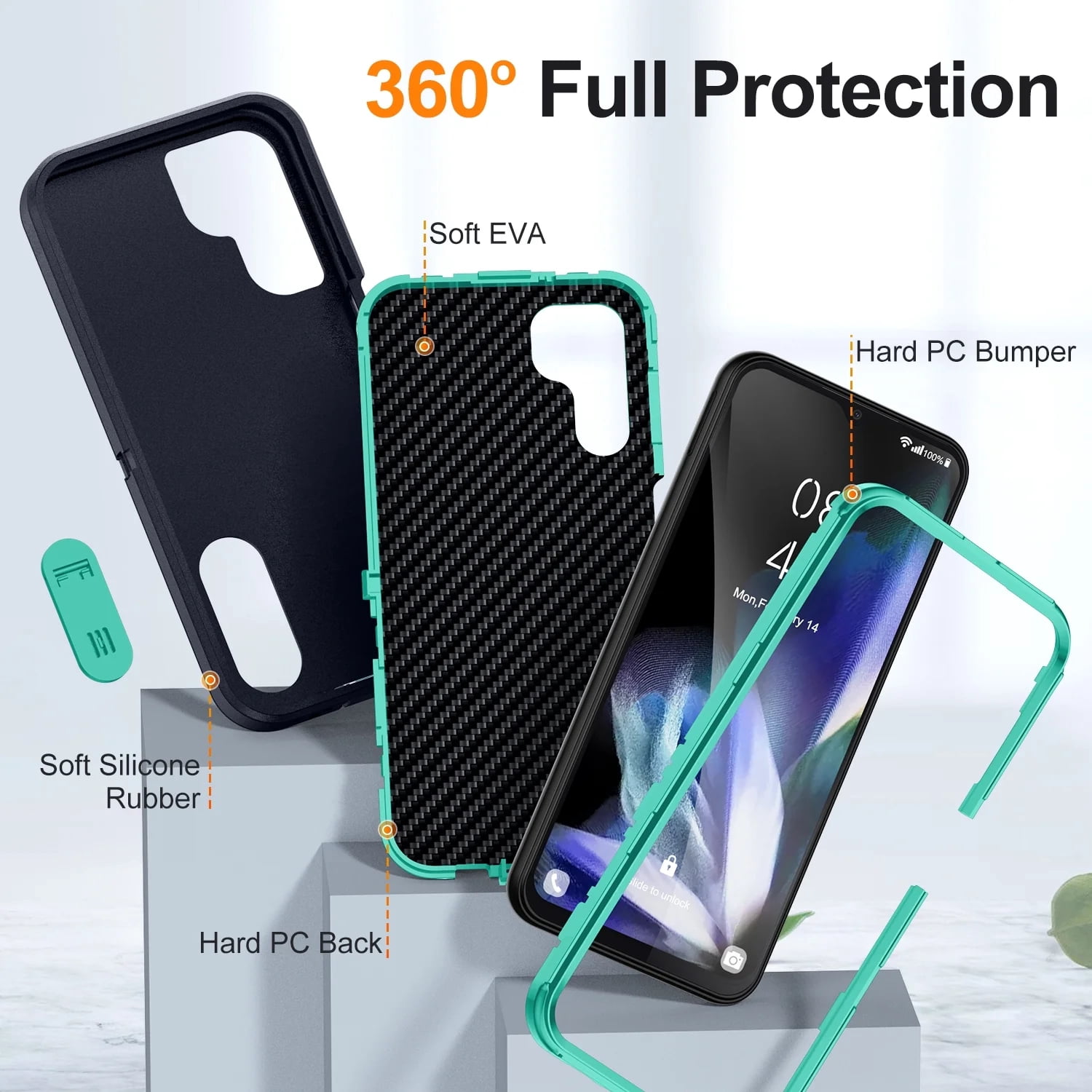 New Case for Samsung Galaxy A54 5G 6.4 inch,Heavy Duty 3 Layer Military Protection with Hidden Kickstand Shock Resistant Armor Hybrid Bumper Rugged Rubber Phone Cover,7 Color