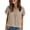 Khaki, variant on Summer Trendy Women's V-Neck Ruffle Trim Swiss Dot Short Sleeve Blouse Casual Loose Fit Tops Wine L