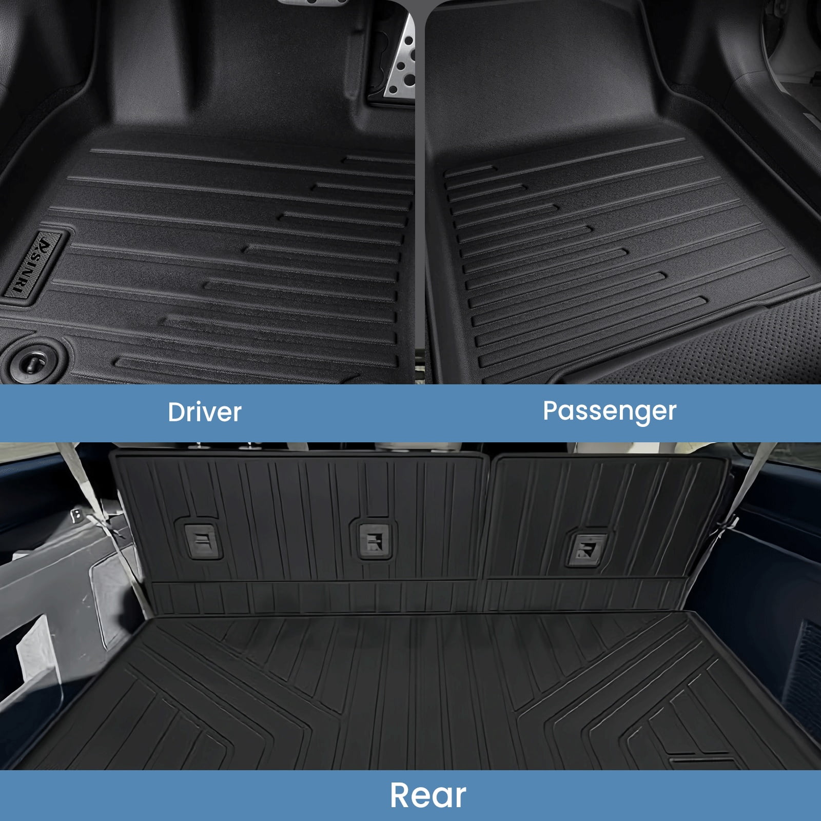 WheelX Floor Mats Fit for 2018-2025 Ford Expedition 7-Seater, TPE All Weather Custom Fit for Expedition with Backrest, Back Seat Protector for Expedition Accessories