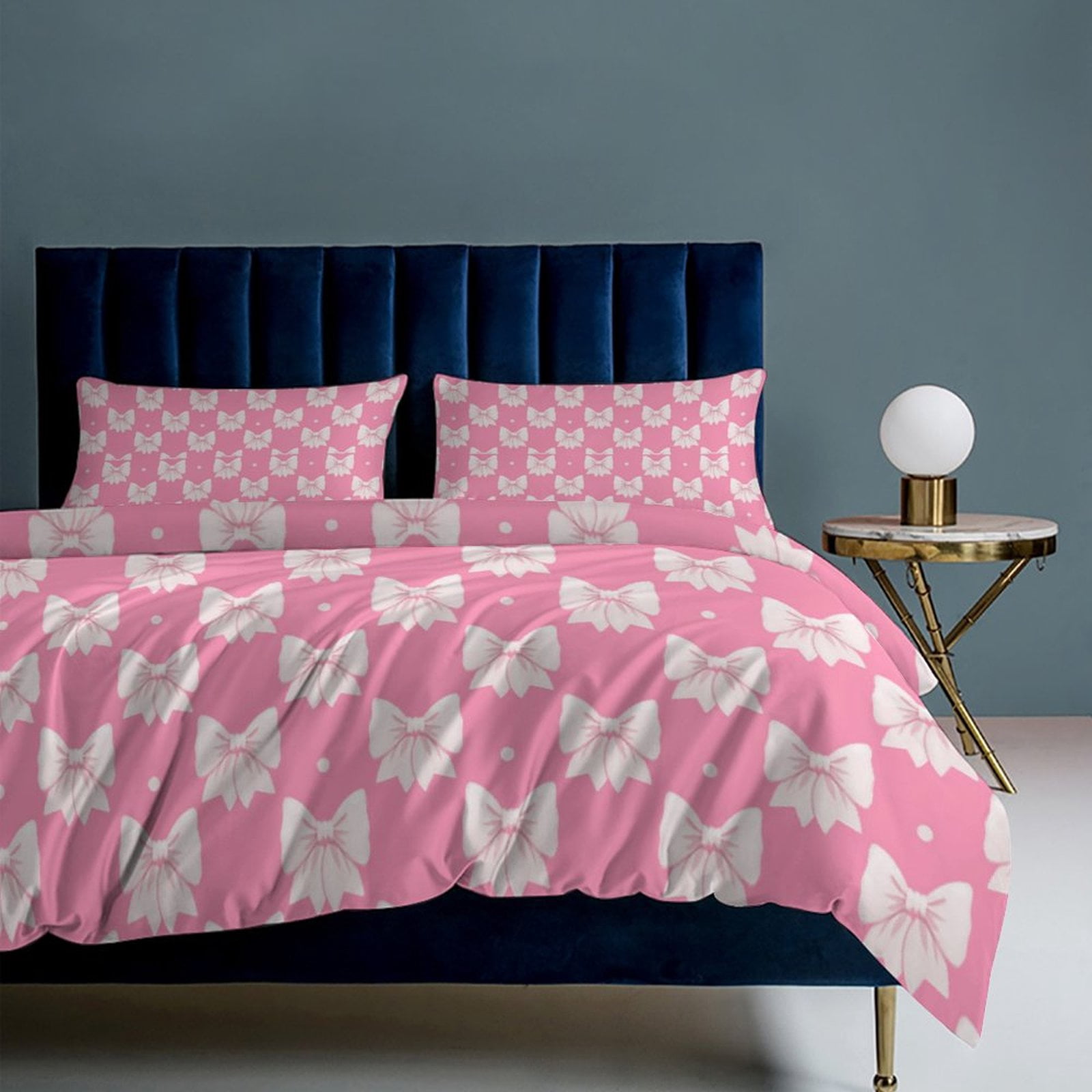 ss Cute Bow Duvet Cover Set Bedding Set Polyester Quilt Cover for Bedroom Decoration