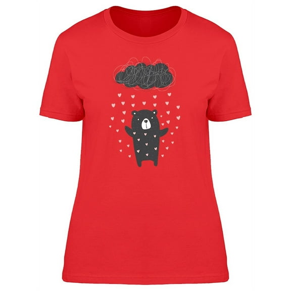 Bear Doodle On Heart Rain T-Shirt Women -Image by Shutterstock, Female XX-Large