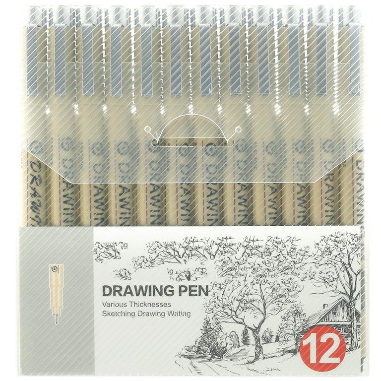 Yisan Black Drawing Pens 12 Art Pens Set Fineliner Ink Pens Micro-Pens Manga Pens for Sketching Technical Drawing 902195
