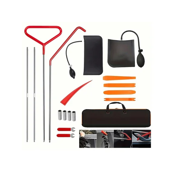 18pcs Car Tool Kit Roadside Emergency Kit, Long Distance Grabber, Wear-Proof Wedge And Carry Bag, Car Trim Removal Tool