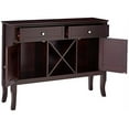 thumbnail image 4 of Kings Brand Furniture - Morovis Wine Cabinet Breakfront Buffet Storage Console Table, Dark Cherry, 4 of 6
