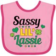 thumbnail image 3 of Inktastic Saint Patrick's Day Sassy Lil' Lassie with Shamrocks Girls Baby Bib, 3 of 4