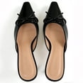 thumbnail image 7 of CHICVOMEY Women's Kitten Heel Mules - Pointed Toe Slip-On Dress Shoes with Bow for Wedding Work Evening  Mules for Women, 7 of 7