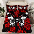 thumbnail image 2 of Feelyou Moth Skull Print Bed Sheets for Teens, Romantic Rose Graffiti King Sheets, Gothic Valentine's Day Sheet Set, Ultra Soft Bedroom Decor, 4pcs, 2 of 7