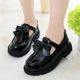 thumbnail image 2 of Girls Shoes - Girls Dance Shoes Girls Leather Performance Shoes Soft Sole Bowknot Princess Comfortable Recital Footwear for Toddlers Pageant Party Single Shoes - Girls Sneakers,Color:Black,Size:31, 2 of 9