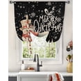 thumbnail image 3 of Black Christmas Snowman Tie Up Curtains for Window, Vintage Xmas Snowflake Thermal Insulted Balloon Shade Adjustable Rod Pocket Curtains Valance Panels for Kitchen Bathroom Café 52 x 45, 3 of 7