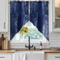 thumbnail image 4 of Navy Blue Kitchen Window Curtains, Swag Curtains Valance for Bedroom Living Room Bathroom, Retro Oil Painting Modern Abstract Art Aesthetics Rod Pocket Window Curtain Block Drapes 2 Panels 28"x36", 4 of 9