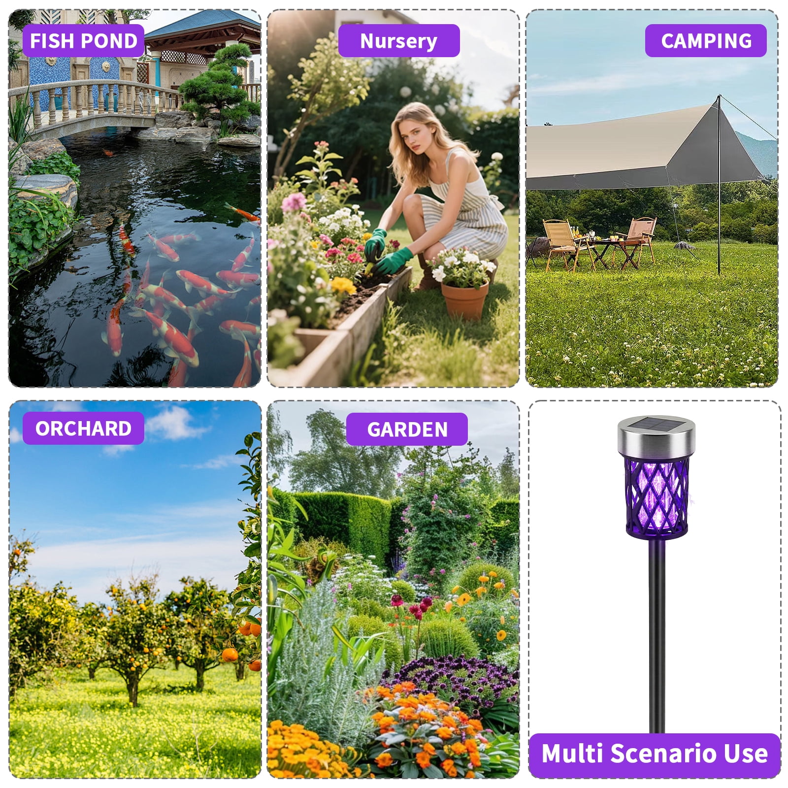 G · PEH Solar Mosquito Zapper, 4 Packs Outdoor Mosquito Repellent Mosquito Trap Waterproof Bug Zapper for Outside Solar Fly Zapper for Garden