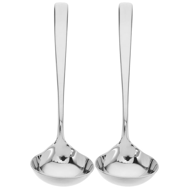 2 cucharones de acero inoxidable para salsa, cucharón para salsas, cucharón para sopa, cucharón para salsas, cucharón para sopa, cucharón para aderezos de ensalada, uso en la cocina