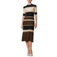 thumbnail image 2 of INSPIRE CHIC Womens Knit Striped Dresses 2024 Short Sleeve Midi Ribbed Sweater Dress XL Dark Khaki, 2 of 4