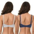 thumbnail image 2 of Curve Muse Women's Plus Size Unlined Underwire Lace Bra with Cushion Straps-Light Grey,Navy-Size:40DDD, 2 of 7