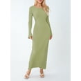 thumbnail image 1 of xiaxaixu Robe en Tricot pour Femmes, Manches Longues Élégantes Col Rond Côtelé Robe Longue d'Automne Mode Urbaine, 1 of 9