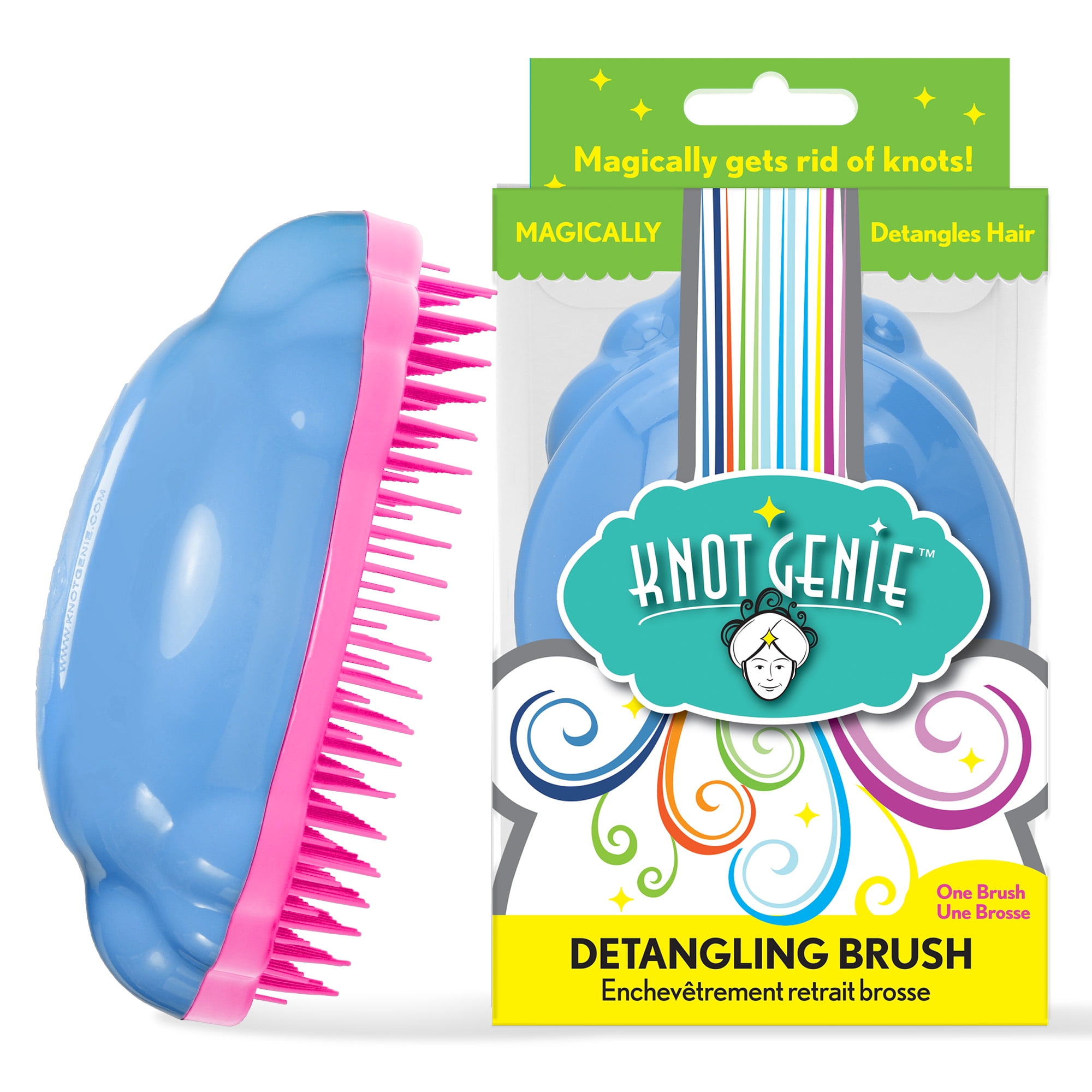 Knot Genie Detangling Hair Brush for Kids (Mystical Cloud) | Perfect Detangling Brush for Curly Hair, Gently Separate Tangles, Leaves Hair Smooth and Shiny | The Pain-Free Knot Detangler