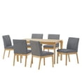 thumbnail image 1 of GDF Studio Ballantrae Wood and Fabric 7 Piece Dining Set, Natural Oak, Dark Gray, 1 of 10