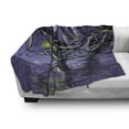 thumbnail image 3 of Pirate Ship Soft Flannel Fleece Throw Blanket, Ghost Ship on Fantasy Caribbean Ocean Adventure Island Haunted Vessel, Cozy Plush for Indoor and Outdoor Use, 60" x 80", Purple Lime Green, by Ambesonne, 3 of 6