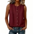 thumbnail image 2 of Cotton Linen Tank Tops for Women Wide Strap Sleeveless Camisoles Womens Button Down Crew Neck Summer Tanks, 2 of 6