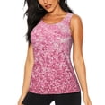 thumbnail image 1 of Fotbe Pink Glitter Blusas Sin Mangas para Mujer – Estilo Casual, Corte Suelto, Slim-Fit, Cuello Redondo Deportivo, Tops de Verano para Gimnasio y Yoga-Medium, 1 of 7