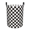 thumbnail image 2 of Uemuo Black and White Checkerboard Pattern Circular Laundry Hamper Basket with handles,Collapsible laundry basket,Large capacity laundry hamper,Laundry Organizer-Medium, 2 of 8