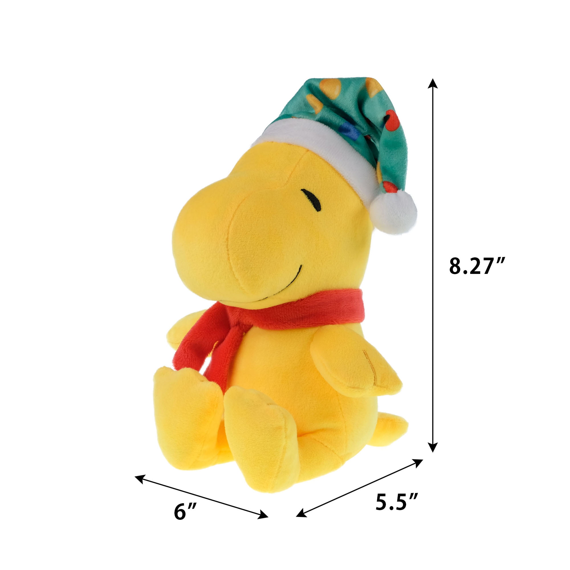 Peluche Woodstock de 20,8 cm, portant un chapeau et une écharpe de fête, jaune, par Ruz