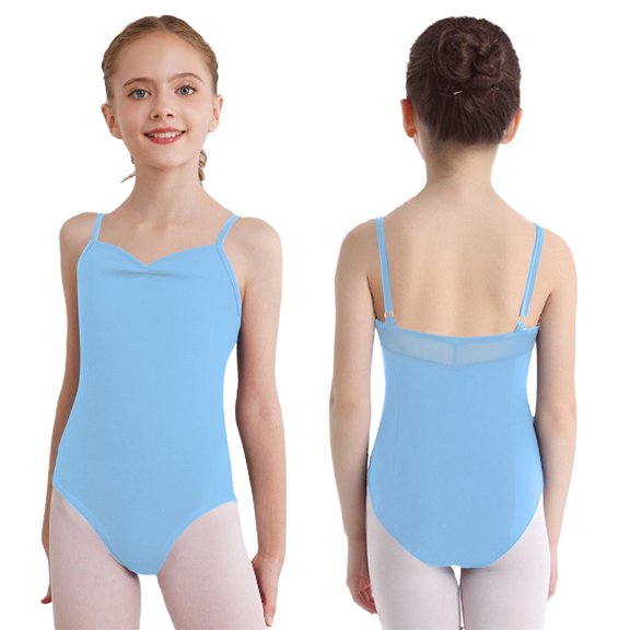 Hansber Gymnastics Leotards for Girls Sleeveless Camisole Leotard Ballet Dance Practice Ballerina Outfit Light Blue 120