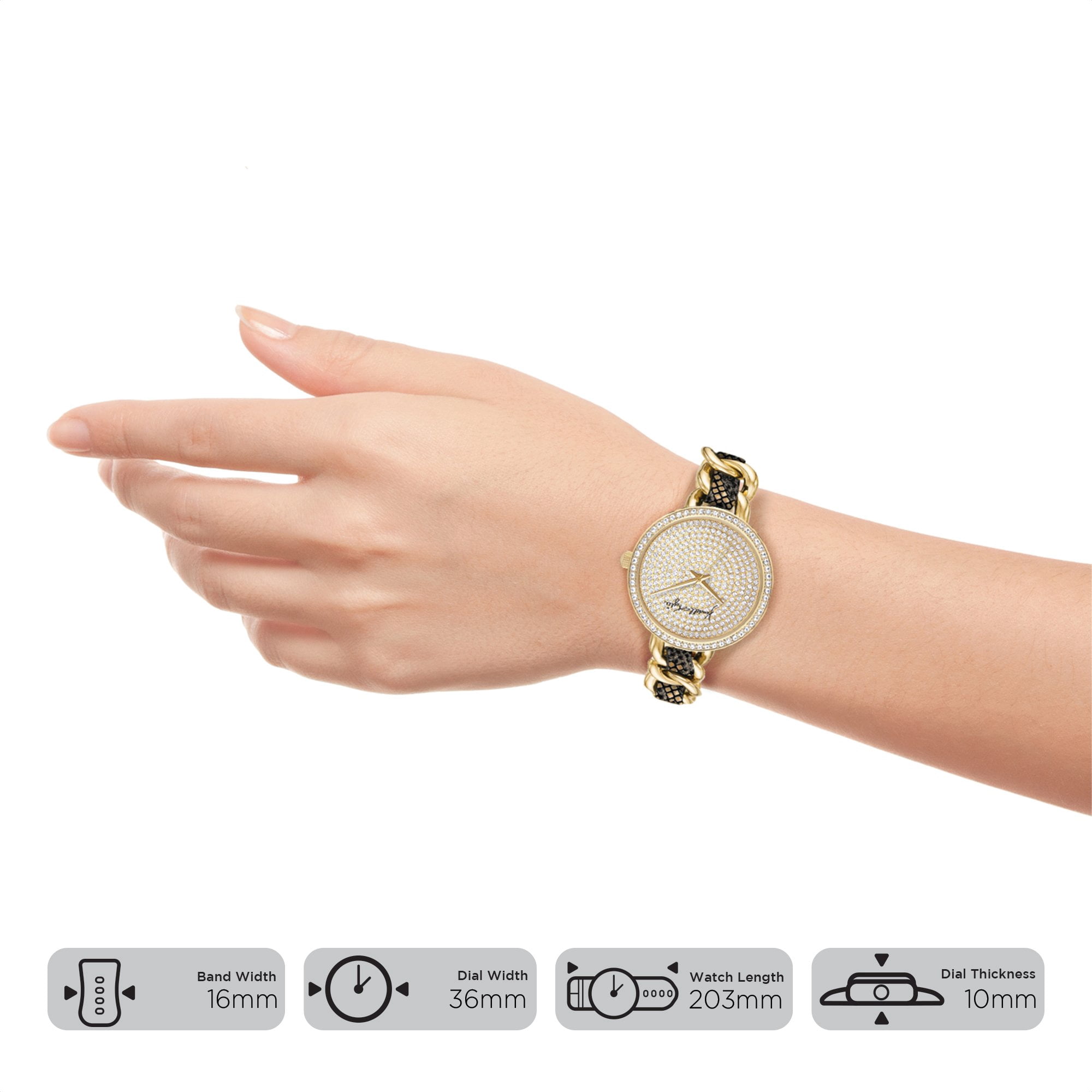 Kendall + Kylie Gold Toned Metal and Braided Snake Print Vegan Leather Strap Analog Watch