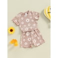 thumbnail image 5 of AceBaby Toddler Baby Girl Summer Outfit Daisy Print T-Shirt and Short 2Pcs Clothes Set for Kids at 0-5Y, 5 of 9