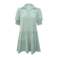 thumbnail image 4 of Fmbrln Summer Ruffle Flowy Mini Dress V Neck Short Sleeve T-shirts Dress Fashio Casual Loose Solid Color Sun Dress, 4 of 7