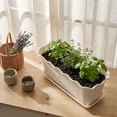 thumbnail image 5 of Scalloped Edge Planter Box Small Window Flower Pot for Live Plants Vegetables Herbs Outdoor Garden Patio Railing Balcony Deck Decor Lightweight Durable with Drainage(Light Brown), 5 of 8