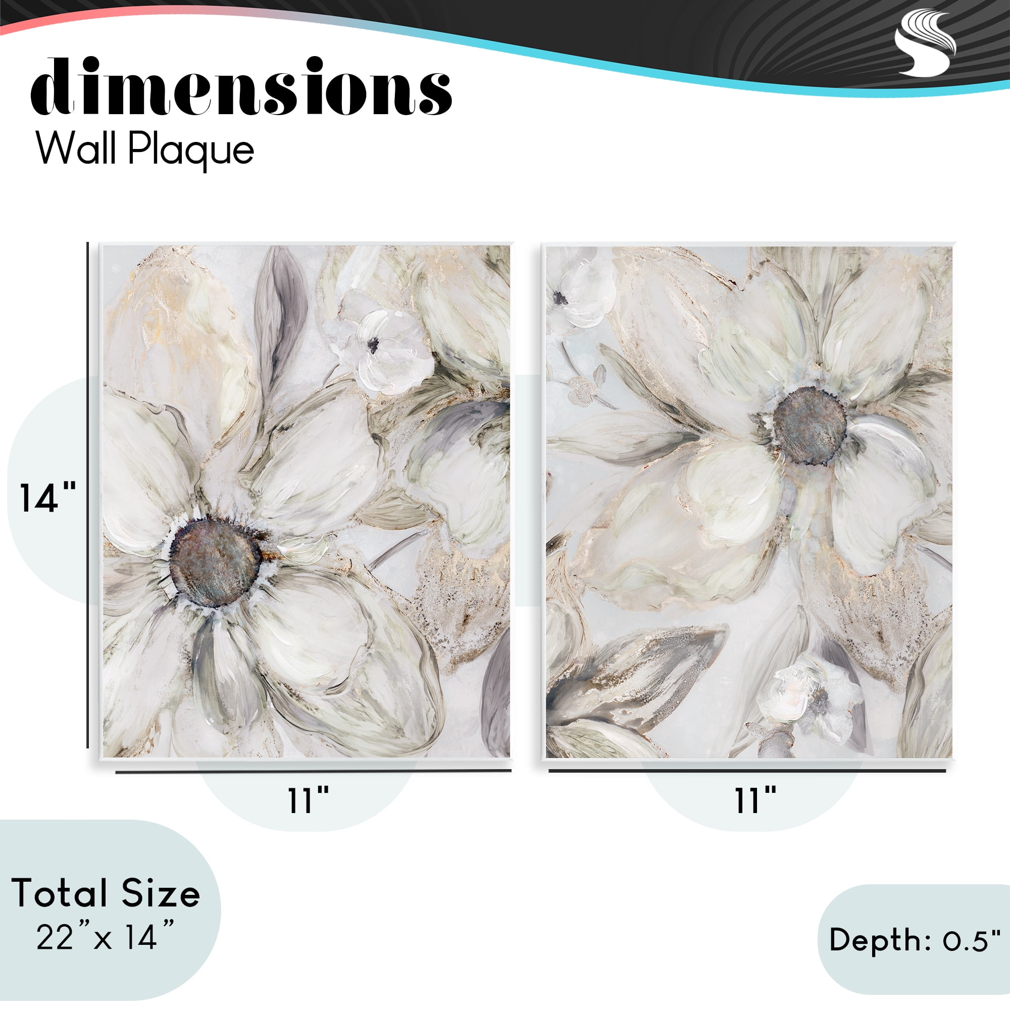 Stupell Industries Sandstone Tinted Blooms 2 Piece Wall Plaque Art Set, design by Carol Robinson