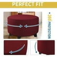thumbnail image 4 of Round Ottoman Cover Jacquard Stretch Ottoman Covers, Footstool Cover Furniture Protector Stool Cover with Non-Slip Elastic Bottom, SMALL, 4 of 5