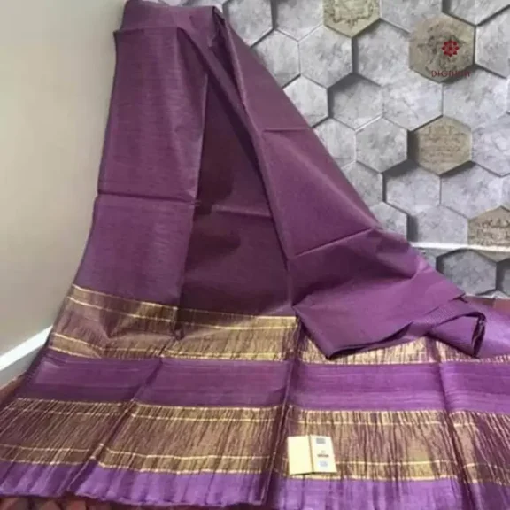 Dewberry Purple Pure Tussar by Ghicha Staple Saree