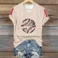 thumbnail image 6 of Women's Short Sleeve T-shirt Women'S Baseball Festival Solid Color Baseball Printed V Neck Short Sleeved Top,Yellow Women's Short sleeve T-shirt XXL, 6 of 6